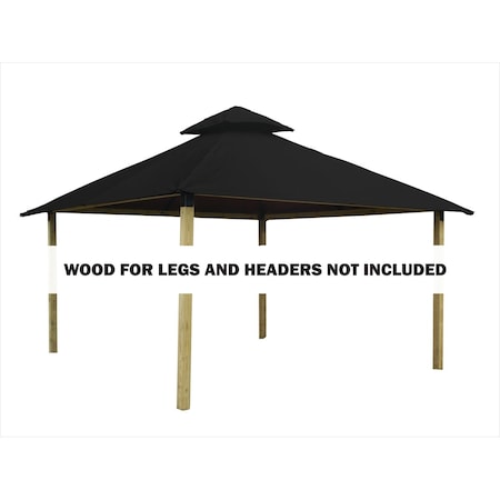 Superherostuff 14 sq. ft. Gazebo Roof Framing & Mounting Kit with Black Sundura Canopy PA3732435